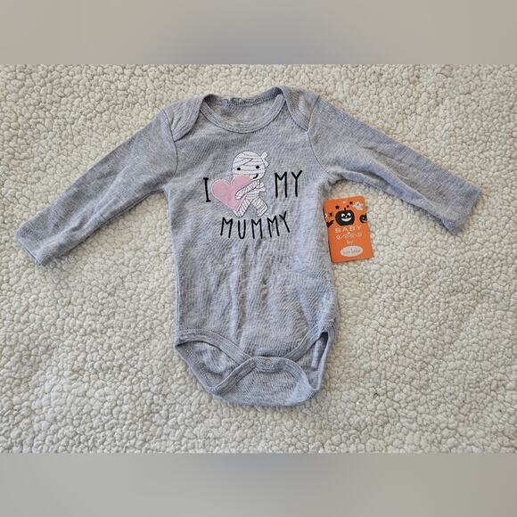 Baby by bon bebe "I love my mummy" grey longsleeve outfit with snaps size 6-9mos - Picture 4 of 6